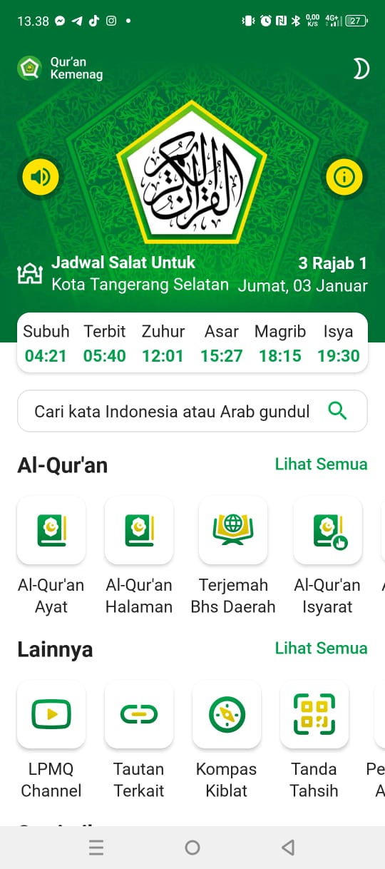 Qur’an Kemenag Tampil Lebih Dekat, Fitur Terjemah Bahasa Daerah Kini di Halaman Utama